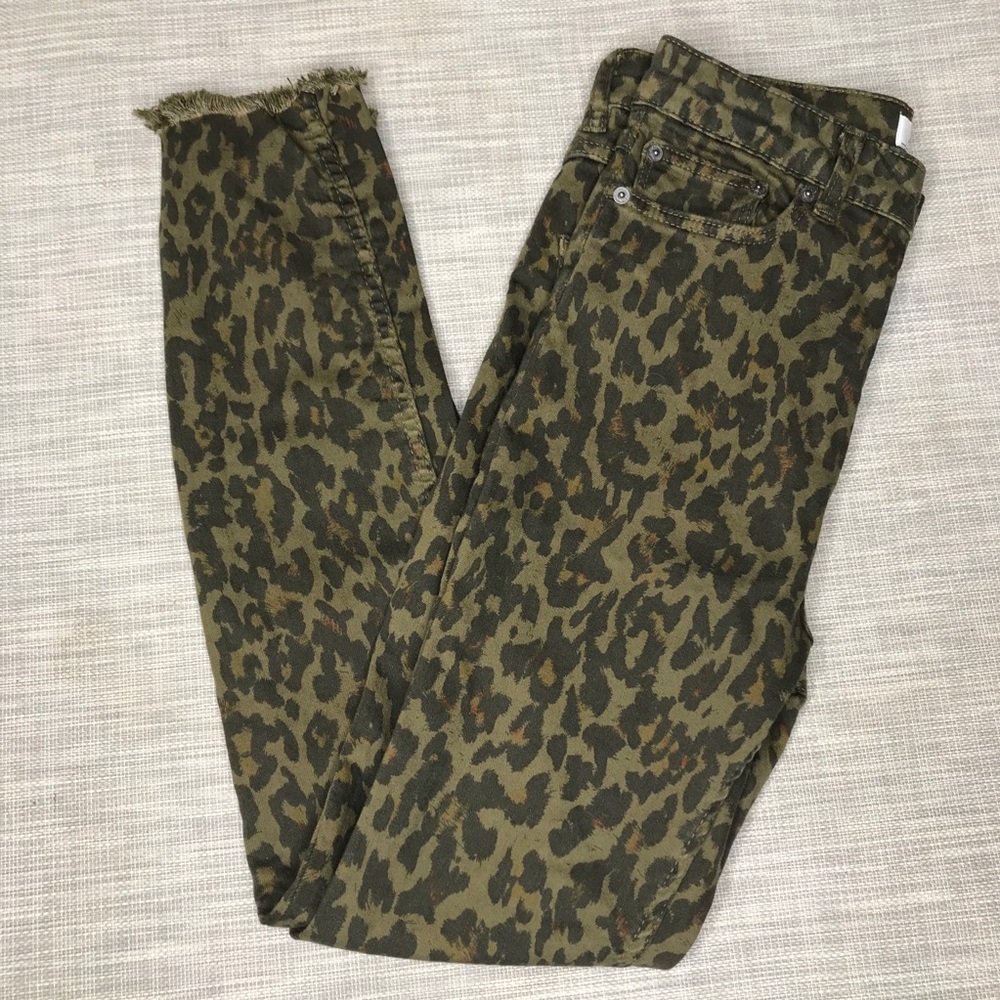 ZARA Women Leopard Print High Rise Jeans